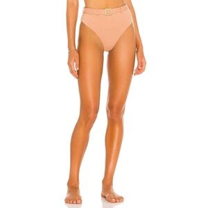 WeWoreWhat Revolve Bikini Swim Bottom Emily Belt High Rise Nude Brown Small